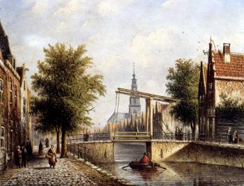 敭 雅各佈 柯恩拉德 施普勒 Johannes Franciscus Capricio Sunlit Townviews In Amsterdam